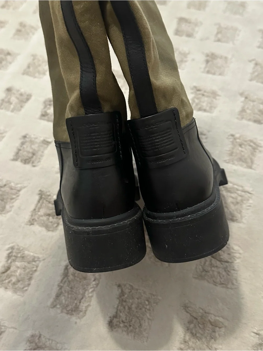 Coach Black Leather and Canvas Knee High Riding Boot